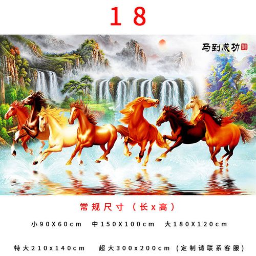 【喜i庆】墙纸自粘卧室马骏图客厅电视沙发背景墙贴画