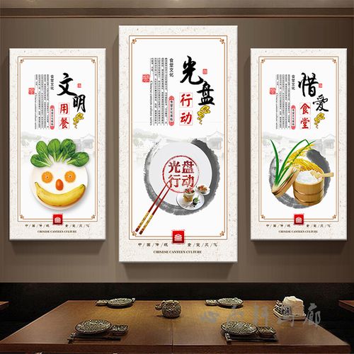 企业工厂学校园食堂餐厅文化布置墙画装饰画节约珍惜粮食标语挂画