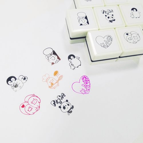 有间手账~光敏卡通儿童图案熊猫猫咪fight日常方形小可爱形状印章