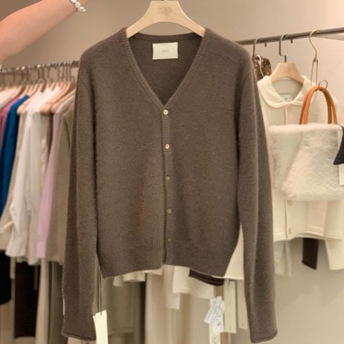 羊绒开衫女100纯羊绒外穿毛衣开衫外套女宽松卷边秋冬