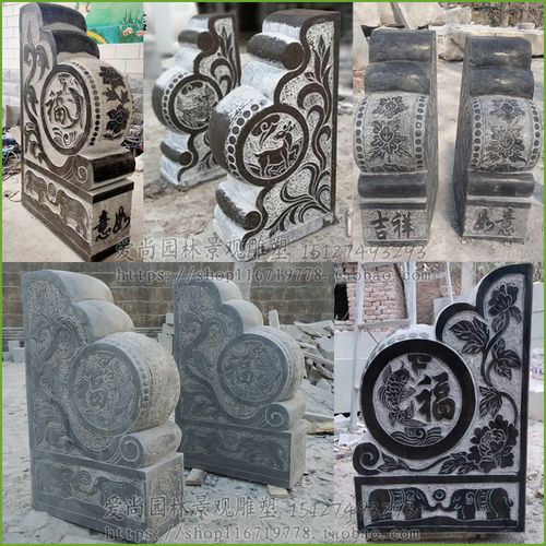 庭院青石门墩抱鼓石做旧石鼓家用门前石雕抱鼓石青石雕花门墩石鼓