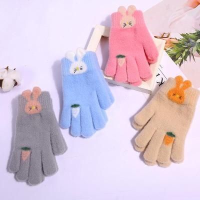兔子保暖分儿童五指手套童款宝宝薄女童水晶秋冬大可爱男童貂指