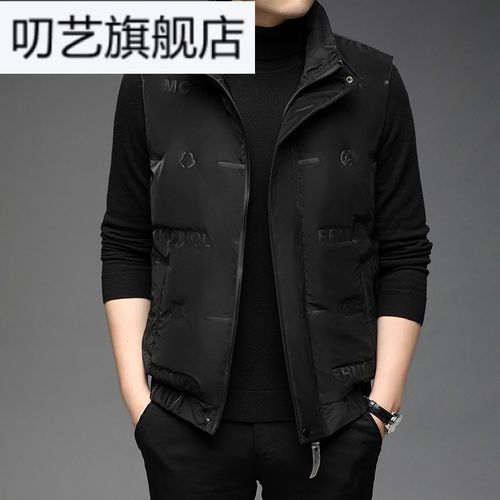 比音黑色勒芬男士保暖羽绒马甲立领秋冬背心男潮流羽绒服坎肩外套雅戈
