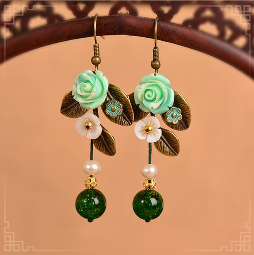 古风旗袍简约耳环女搭配汉服耳坠气质耳夹复古配饰长