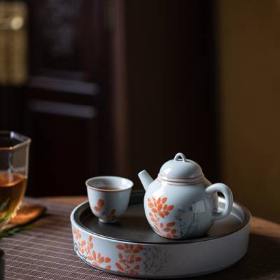 手绘茶壶单壶纯手工茶具釉下彩新中式小清新小号家用陶瓷壶.