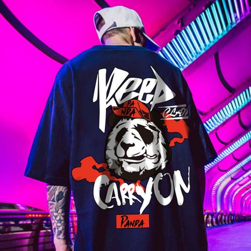 夏季国潮胖子短袖t恤男士潮流大码男宽松oversize潮牌情侣装半袖