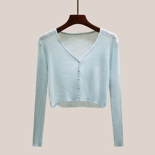 衫女夏长袖黑色罩衫空调衫外套短款外搭上衣女士毛衣小衫女式透气褂子