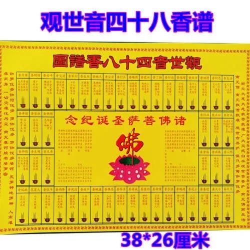观世音四十八香谱图解道教佛教用品香谱图佛教香谱上香详细香谱
