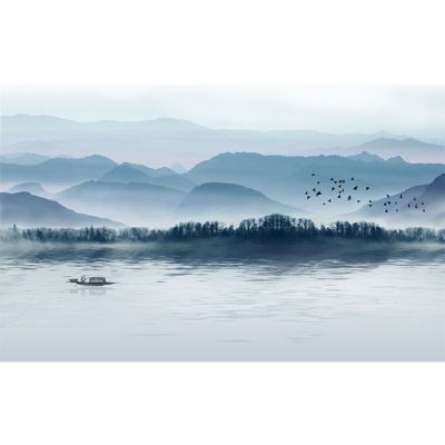 3d立体电视背景墙壁纸8pd中式意境山水画墙纸客厅沙发