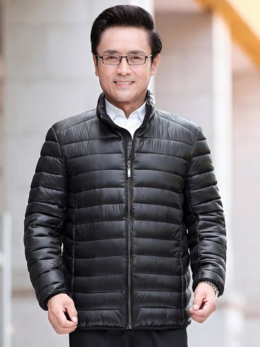 红豆正品中年男士棉衣轻薄款棉服老人棉袄爸爸装中老年男装外套羽