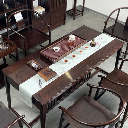 新中式黑檀木茶桌家用小茶台实木茶桌椅组合干泡茶桌茶具套装一体