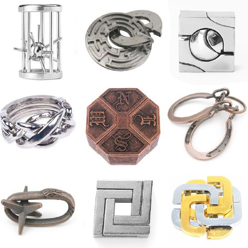 puzzle锌合金解锁孔明锁魔术合金益智玩具九连环智力解环扣