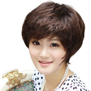 假发短发女中老年短款假发蓬松短假发真人真发女人女士假发短直发