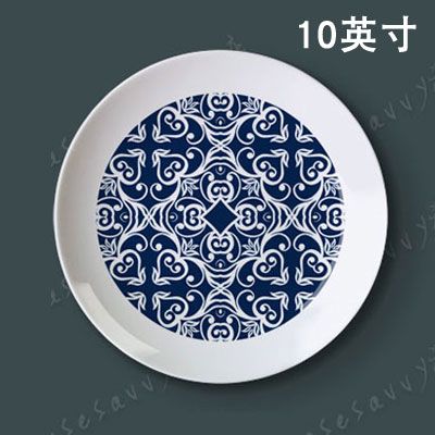 10英寸內圆青花瓷盘装饰盘子挂墙坐盘陶瓷盘中餐厅背景墙壁挂盘