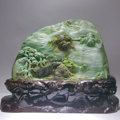 高端玉雕 江山多娇 天然独山玉石意境山子玄关摆件镇宅工艺品