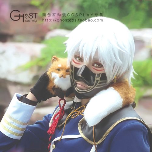 现货包邮面包家cosplay刀剑乱舞鸣狐面具耳夹小狐狸cos道具
