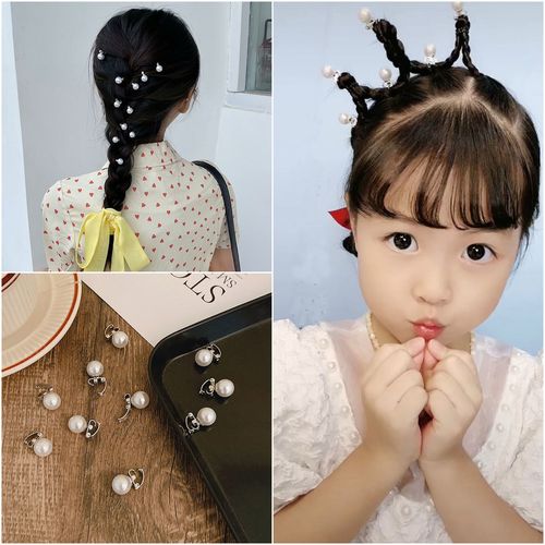 皇冠发型珍珠儿童女童豆豆扣发扣女孩编发夹子发夹发饰头饰发卡女