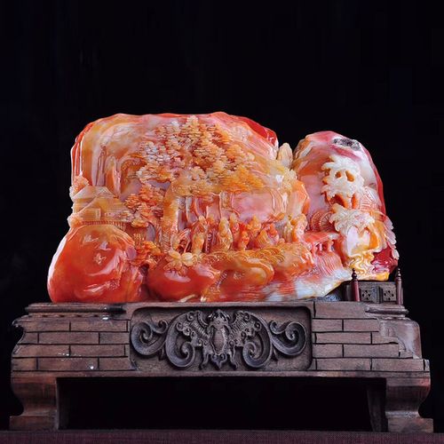 泓忆福建 寿山石【松下雅聚】手作雕刻工艺品摆件