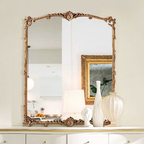 欧式p玄关壁挂镜古典雕花大镜子梳妆台卧室镜浴室镜背景墙创意挂