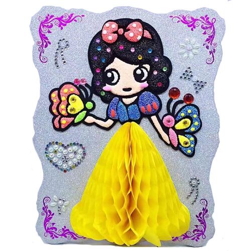 【娟纸公主雪花泥画】儿童手工diy珍珠泥粘土画雪花泥彩泥画