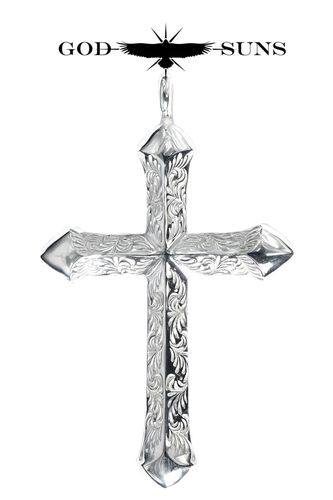 【限定展示】god suns特大全唐草十字架吊坠