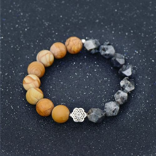 简修行黑玛瑙手链原创设计女士情侣潮男手串木纹石珠子学生礼物个性