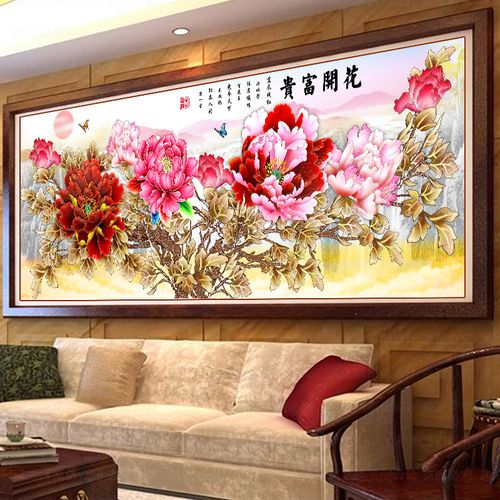 5d异形钻石画满钻花开富贵十字绣客厅新款点贴粘钻石绣2022砖石画