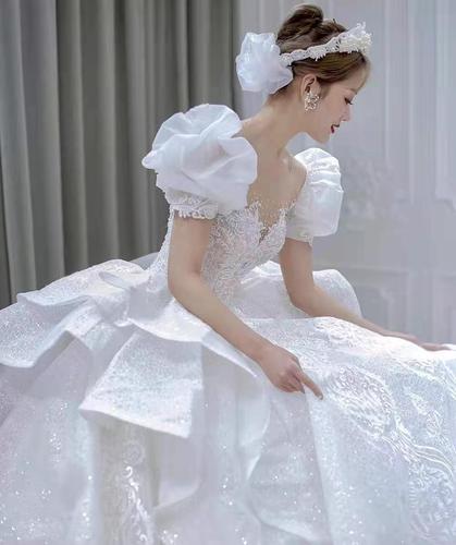 新娘2021新款超仙礼服阿幸珍珠浪漫发饰婚纱写真拍照造型发带配饰