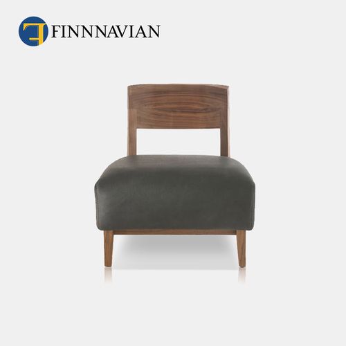 finnnavian 黑胡桃休闲椅 wilma半磨砂真皮沙发单椅 意式现代简约