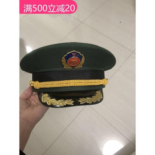 大盖帽仪仗队帽子绿色白色带橄榄枝工装演出三军配饰【5月15日发完】