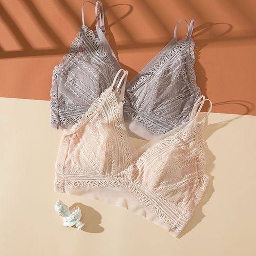 夏季真丝内衣超薄款桑蚕丝蛋白无钢圈文胸三角杯法式