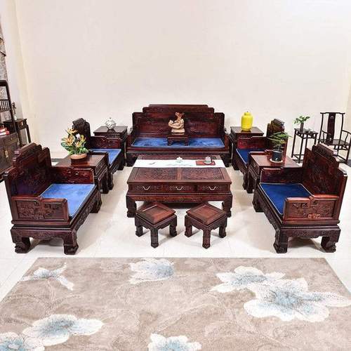 红木家具血檀实木沙发客厅明清古典沙发椅组合套装长沙发小户型三