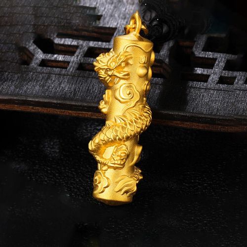 龙柱吊坠黄金吊坠男999足金3d硬金转运珠24k纯金男士黄金项链礼物