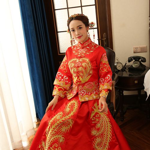 阿亨古代中式汉服旗袍婚纱新娘龙凤褂2021新款秀禾服礼服新娘中式嫁衣