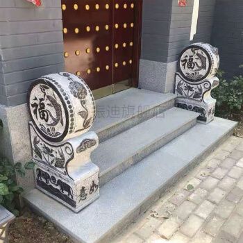 石鼓大门摆件 石鼓门墩石雕门墩一对家用青石仿古石鼓中式别墅庭院