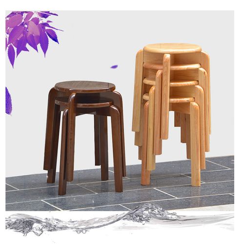 实木可叠放家用圆凳子餐桌凳凳子圆凳矮凳现代小吃饭木凳木质