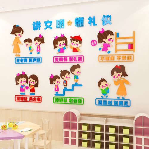 幼儿园文明礼仪环创主题文化墙面装饰教室走廊大厅