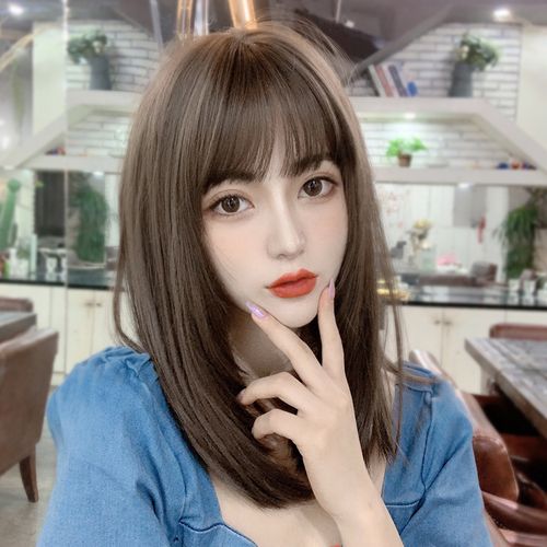 2022假发女中长发 网红时w尚内扣锁骨发型  自然圆脸直发全头高档