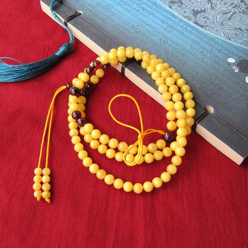 丹可罗琥珀蜜蜡项链老蜡吊坠配链绳老蜜5-6mm毫米链子鸡油黄加长