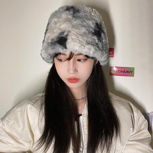 今年流行的帽子冬天女渔夫帽盆帽秋冬季毛绒网红大头围显脸小百搭