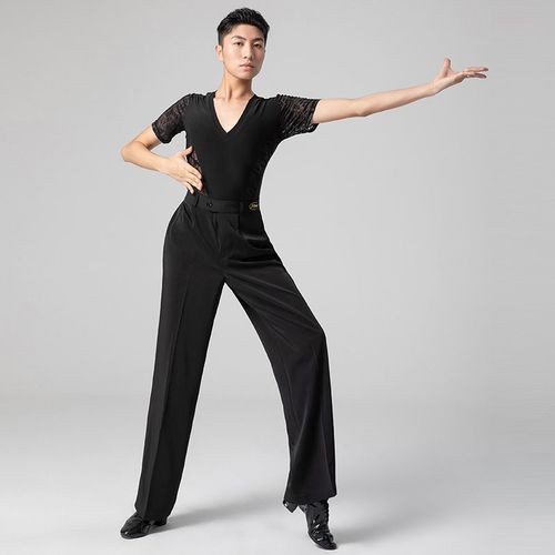艺尚舞新款拉丁舞练功服男士摩登舞短袖水兵舞表演上衣春夏广场舞