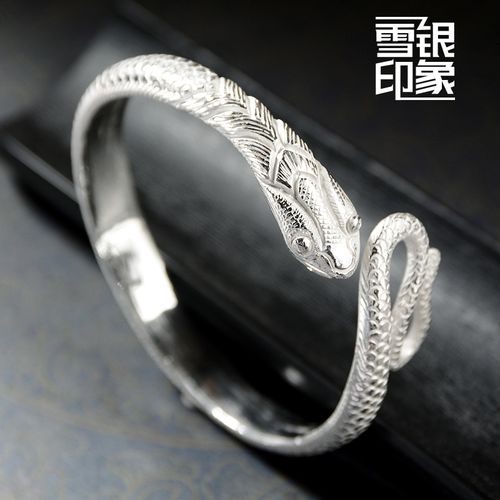 本命年蛇手镯蛇型镯生日礼蛇形手镯足银s999蛇形手镯蛇镯白娘子银镯子