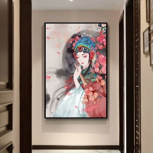 京剧花旦装饰画戏曲人物墙面挂画国潮背景墙国风客厅餐厅玄关壁画