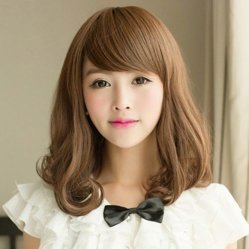 梨花头假发女长卷发韩国齐肩圆脸逼真自然网红空气齐刘海锁骨卷发