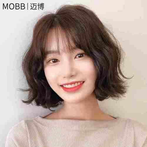 高档假发女短发空气刘海韩式短卷发玉米烫蓬松自然少女真人发丝全