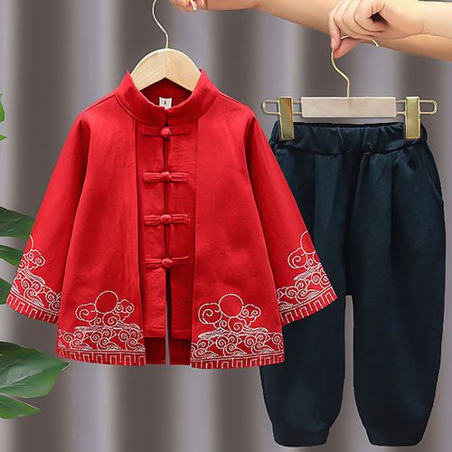 唐装男童春秋汉服套装儿童中国风复古小男孩春款民族风表演服童装