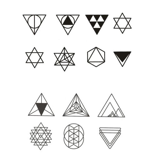 喵小姐三角几何黑白线条小纹身贴防水 持久韩国简约创意纹身贴纸