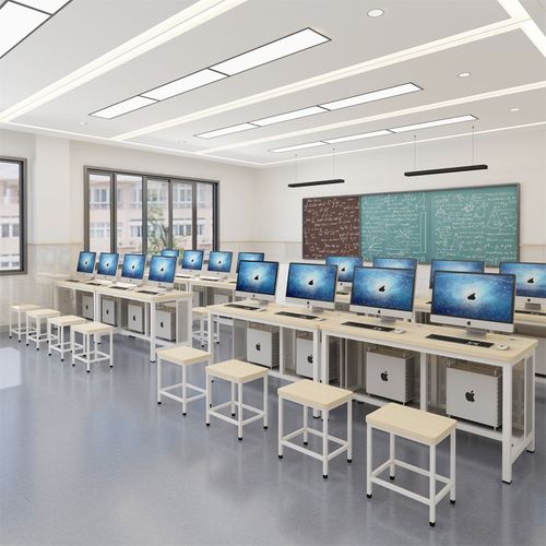 机房电脑桌学校学生培训班课桌椅组合网吧微机计算机教室办公桌子
