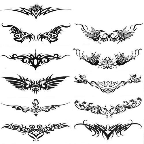 个性环状男女f荆棘1片腰防水纹身贴纸藤条刺青长条图腾腹部纯色