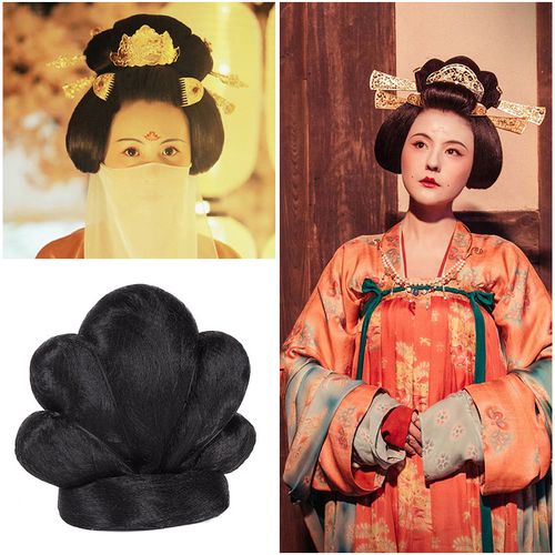 古风汉服南瓜发包唐朝贵妃发髻演出影楼唐制cos飞天造型a-583